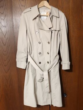 London Fog Beige Double-Breasted Trench Coat with Belt